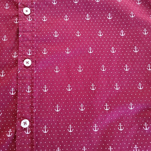 Gentlemen's Outfitters Dark Red Men's Large Shirt With Anchor Design - Picture 7 of 7